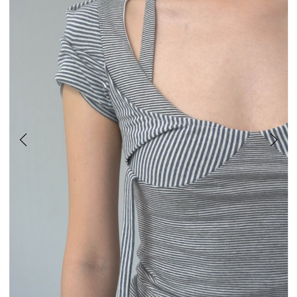 Caro Chia Altra Striped Gray Top